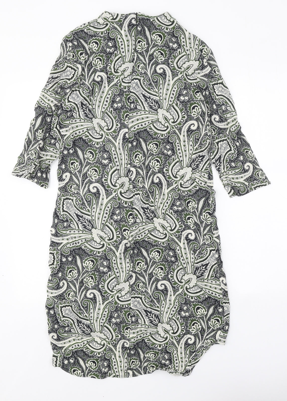 Topshop Womens Black Geometric Viscose A-Line Size 8 Round Neck Zip