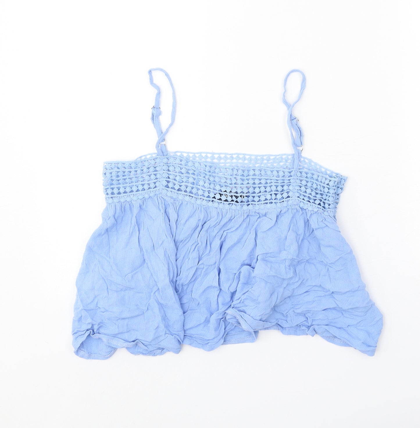 Missguided Womens Blue Viscose Cropped Tank Size 8 Square Neck