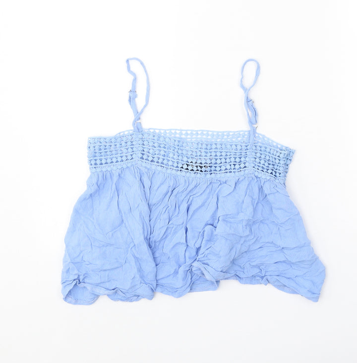 Missguided Womens Blue Viscose Cropped Tank Size 8 Square Neck