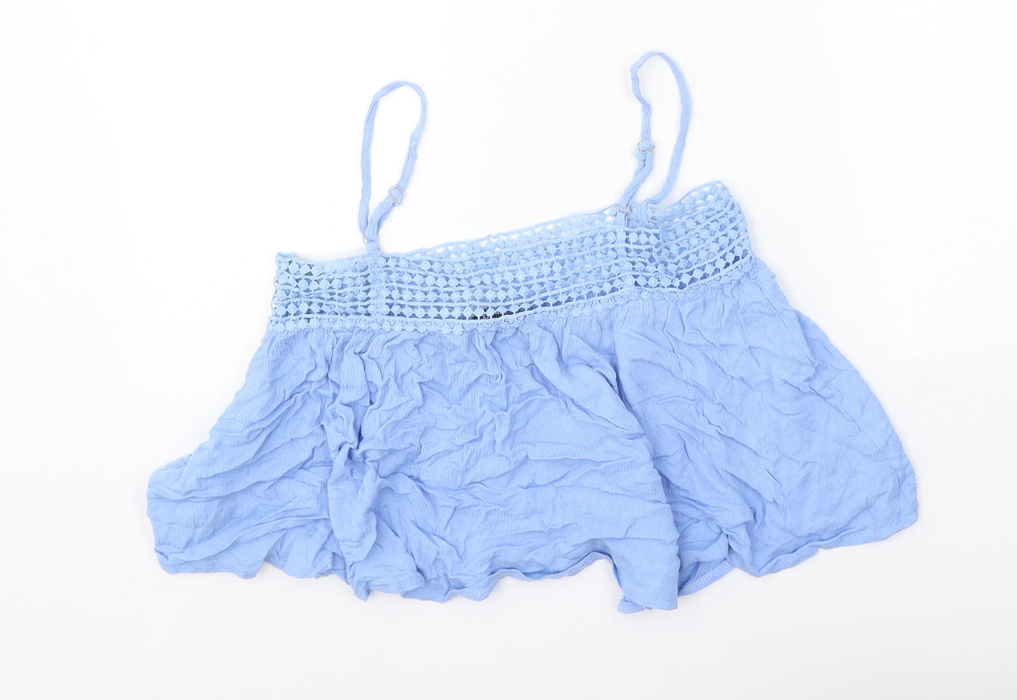 Missguided Womens Blue Viscose Cropped Tank Size 8 Square Neck