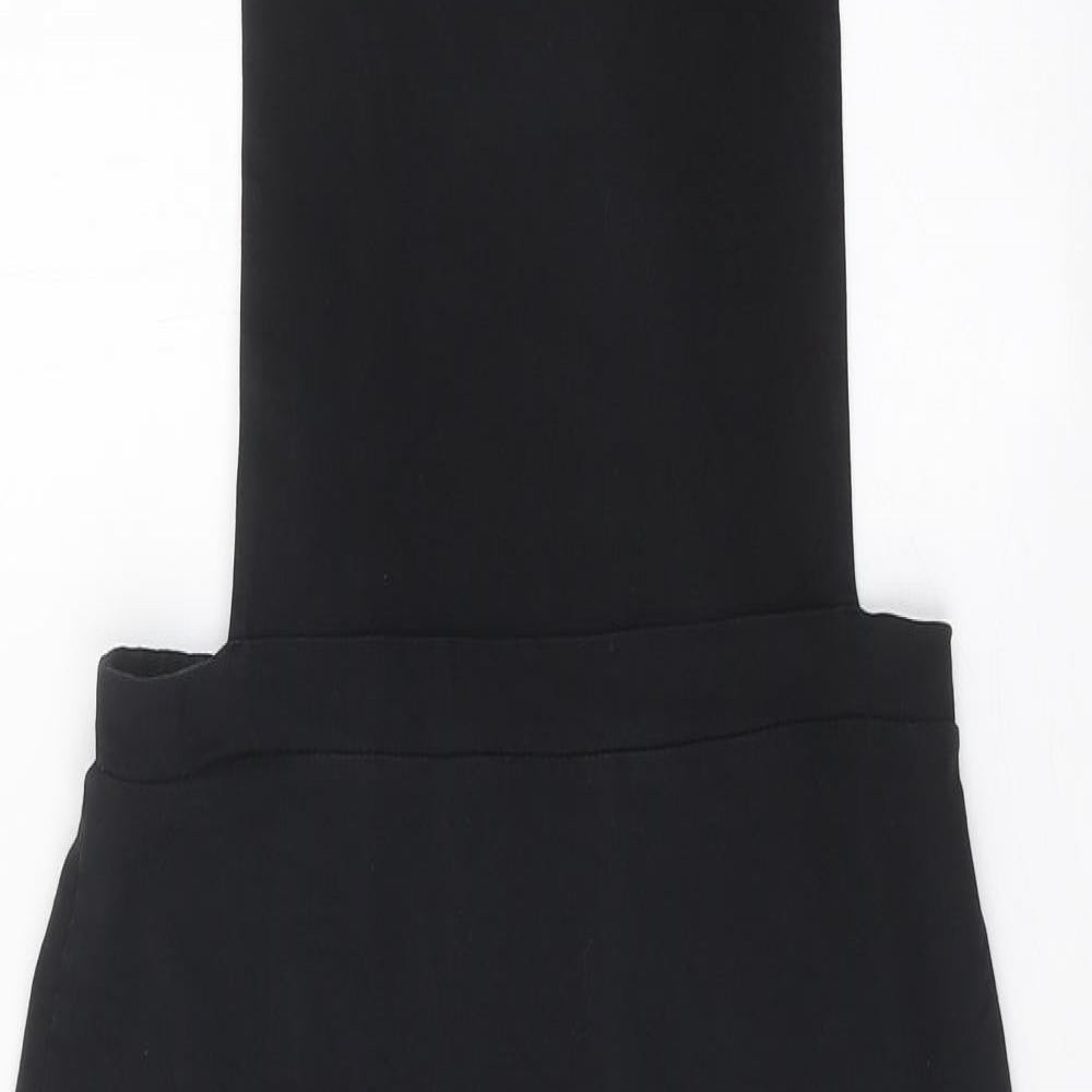 ASOS Womens Black Polyester Pinafore/Dungaree Dress Size 14 Square Neck Pullover