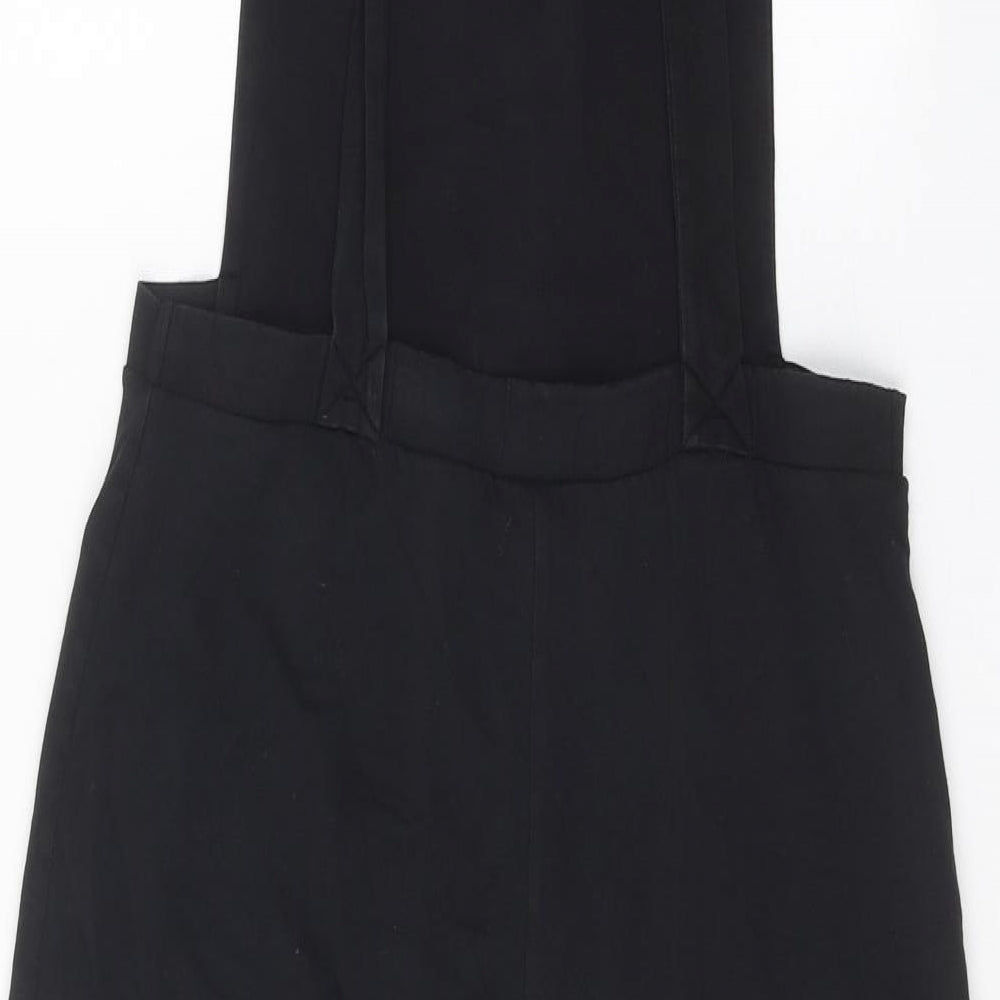 ASOS Womens Black Polyester Pinafore/Dungaree Dress Size 14 Square Neck Pullover