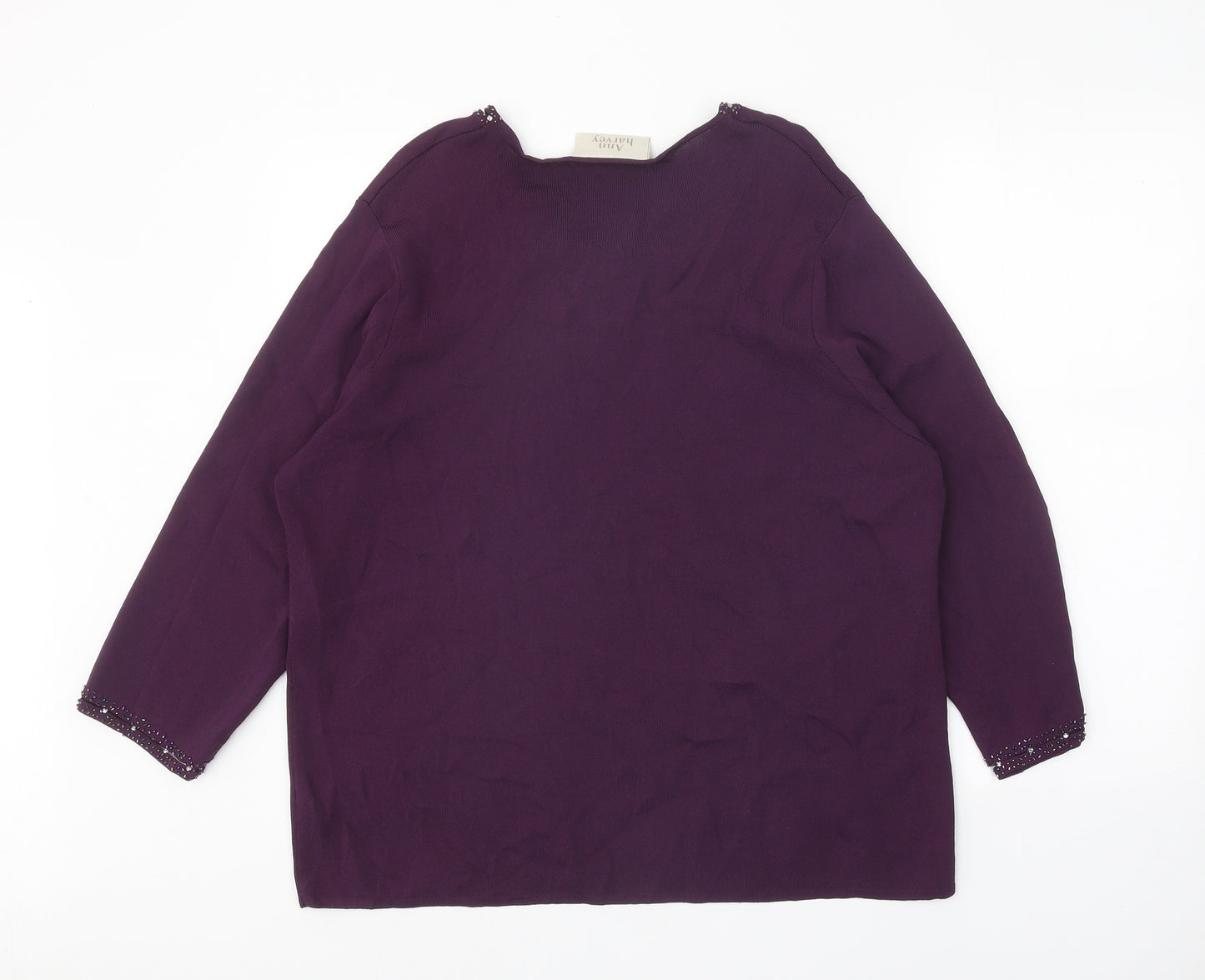 Ann Harvey Womens Purple Viscose Basic Blouse Size 20 Scoop Neck