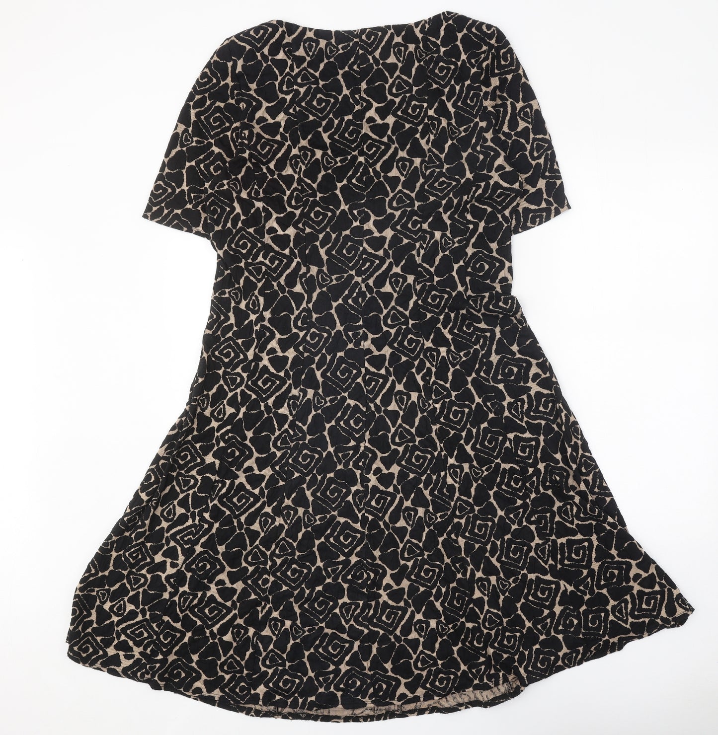 Marks and Spencer Womens Black Geometric Polyester Fit & Flare Size 14 Round Neck Pullover