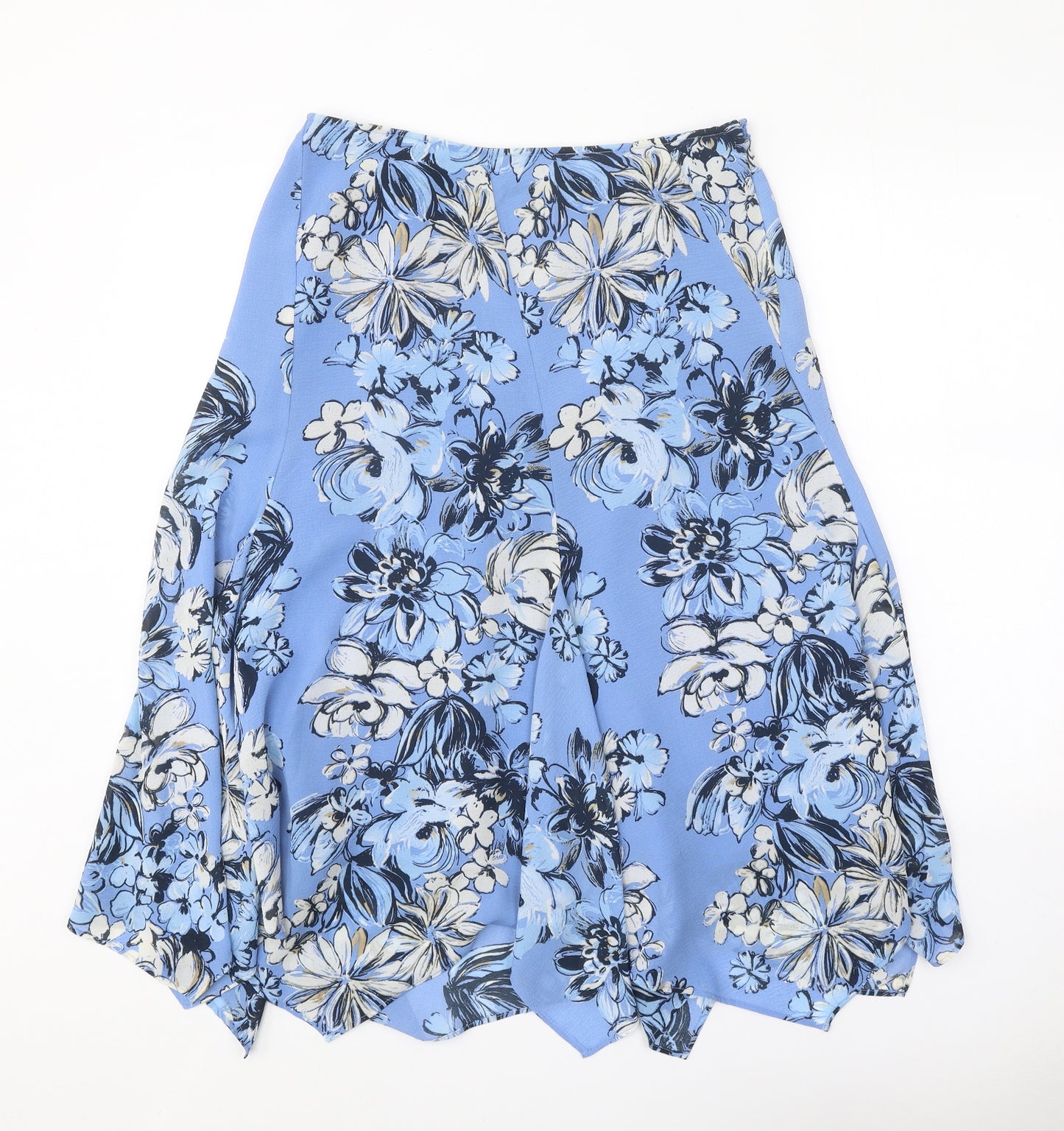 Emma James Womens Blue Floral Polyester Swing Skirt Size 8 Zip