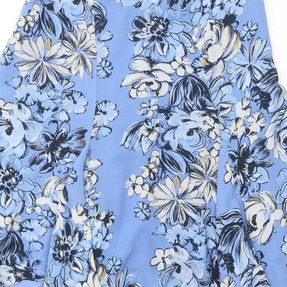 Emma James Womens Blue Floral Polyester Swing Skirt Size 8 Zip