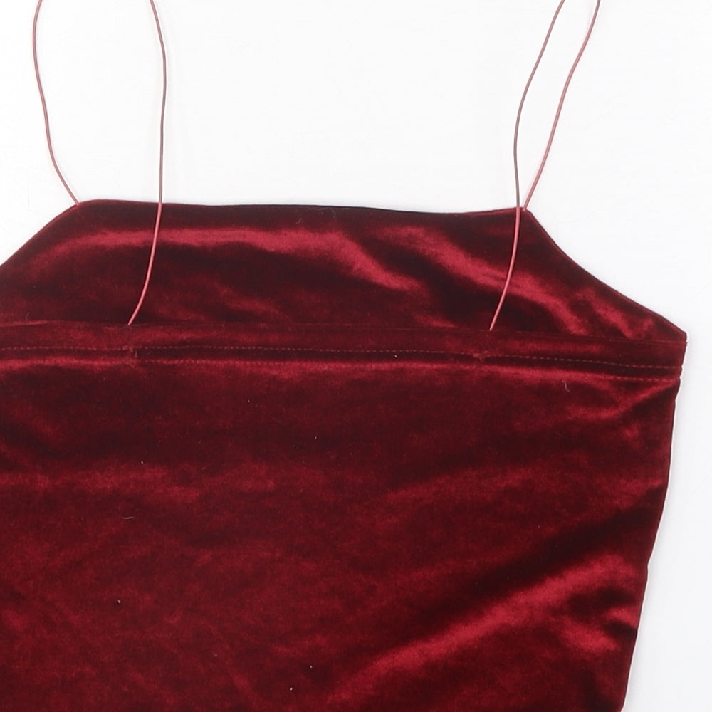 Preworn Womens Red Polyester Cropped Tank Size S Square Neck