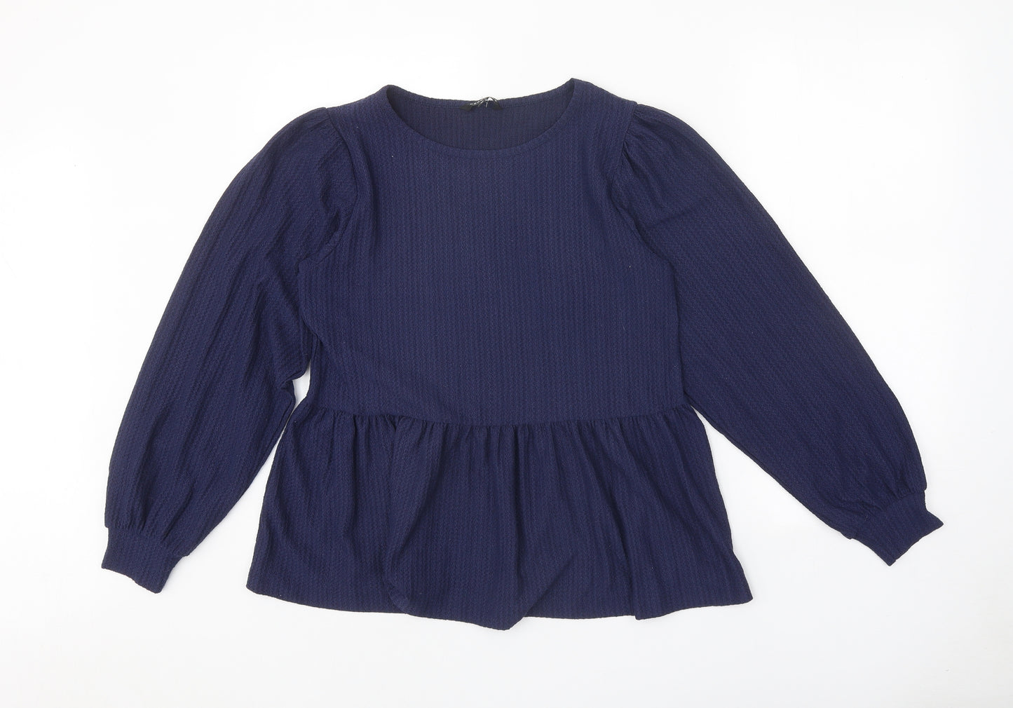 Peacocks Womens Blue Polyester Basic Blouse Size 12 Scoop Neck - Smock