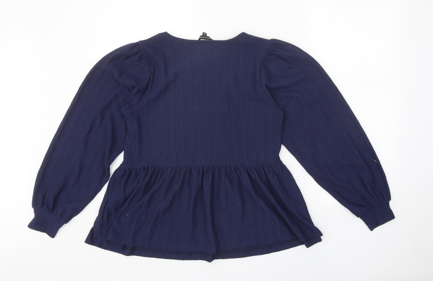 Peacocks Womens Blue Polyester Basic Blouse Size 12 Scoop Neck - Smock