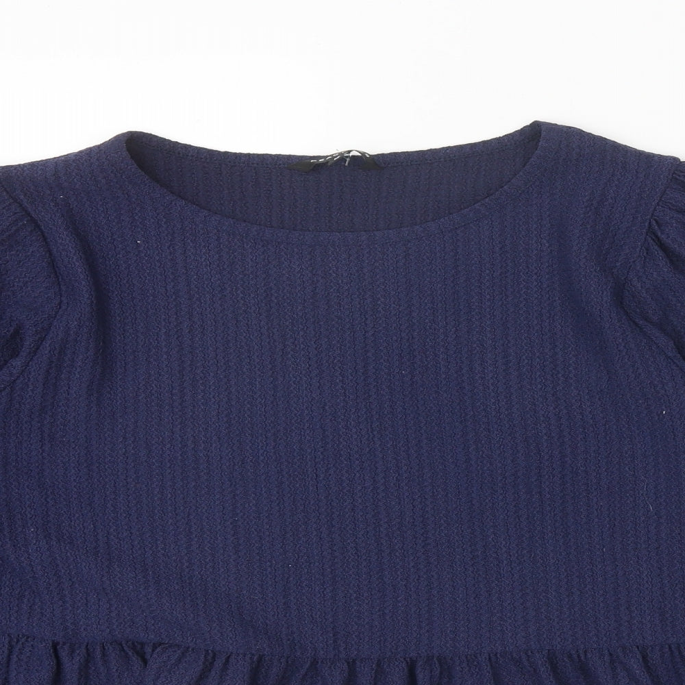 Peacocks Womens Blue Polyester Basic Blouse Size 12 Scoop Neck - Smock