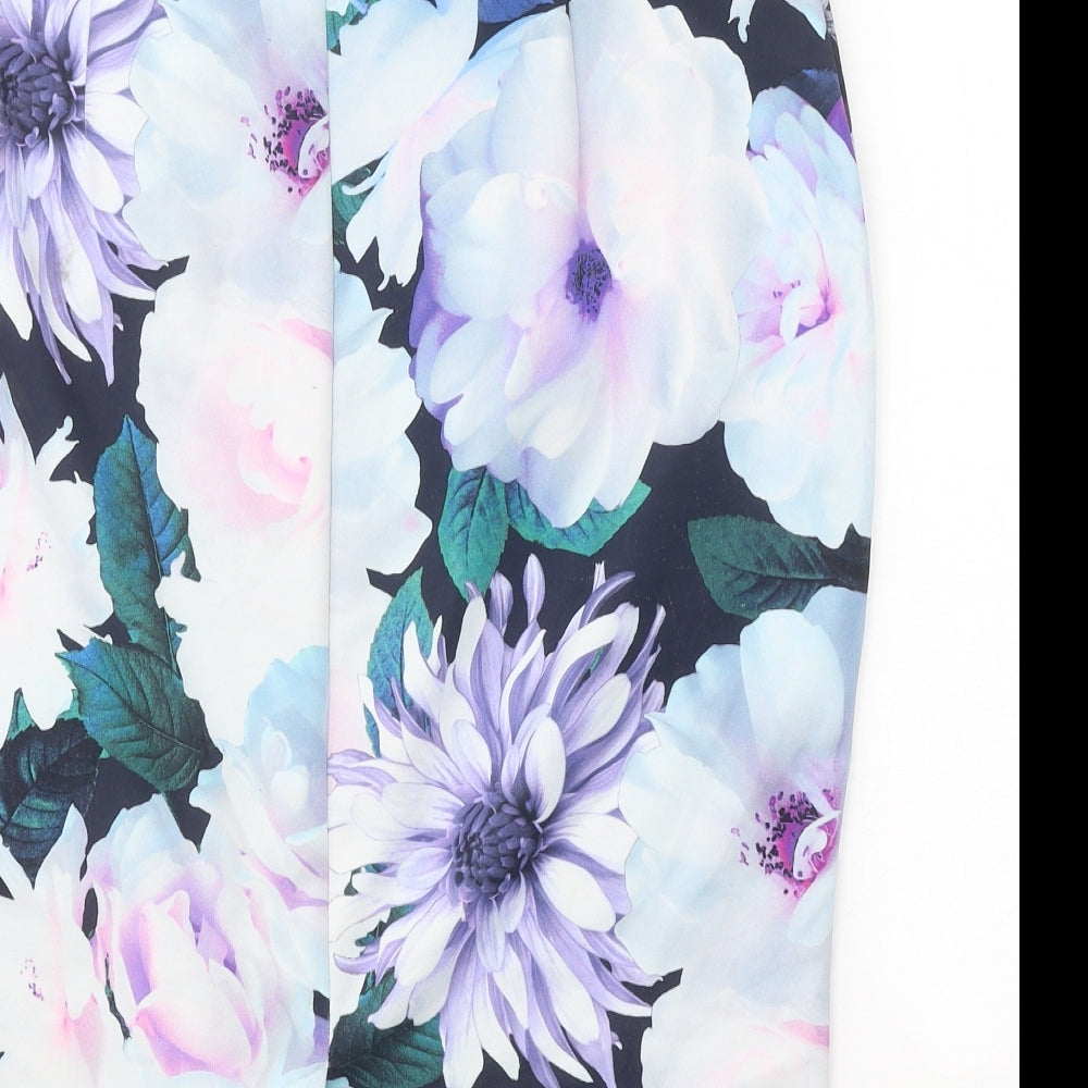 Roman Womens Blue Floral Polyester Straight & Pencil Skirt Size 16