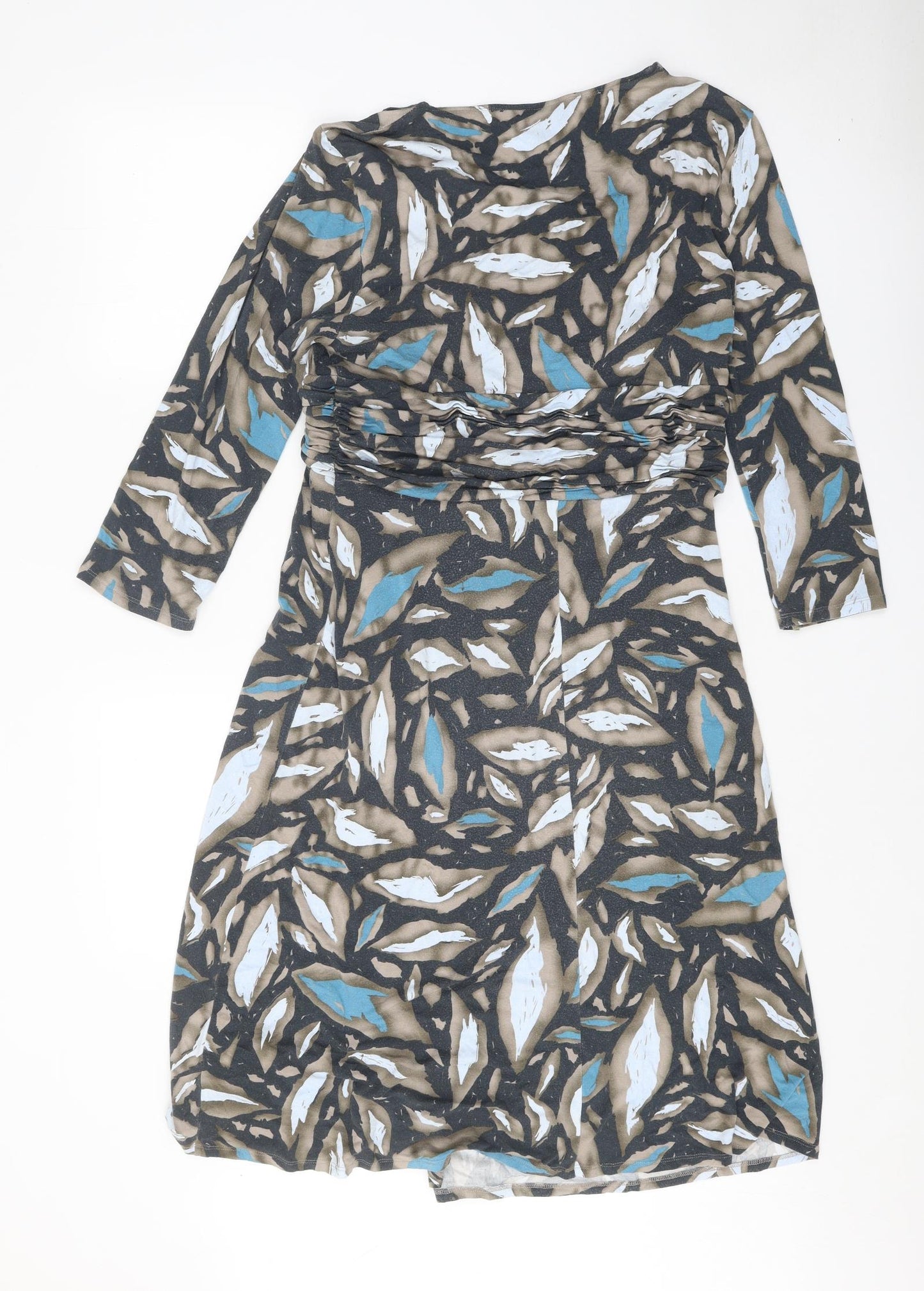 Fenn Wright Manson Womens Black Geometric Viscose A-Line Size 16 V-Neck Pullover