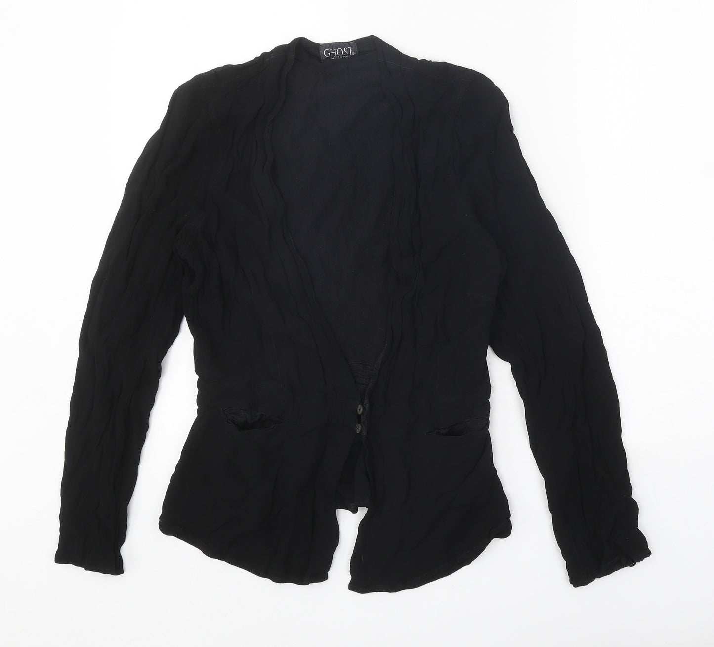 Ghost Womens Black Viscose Basic Blouse Size 14 V-Neck
