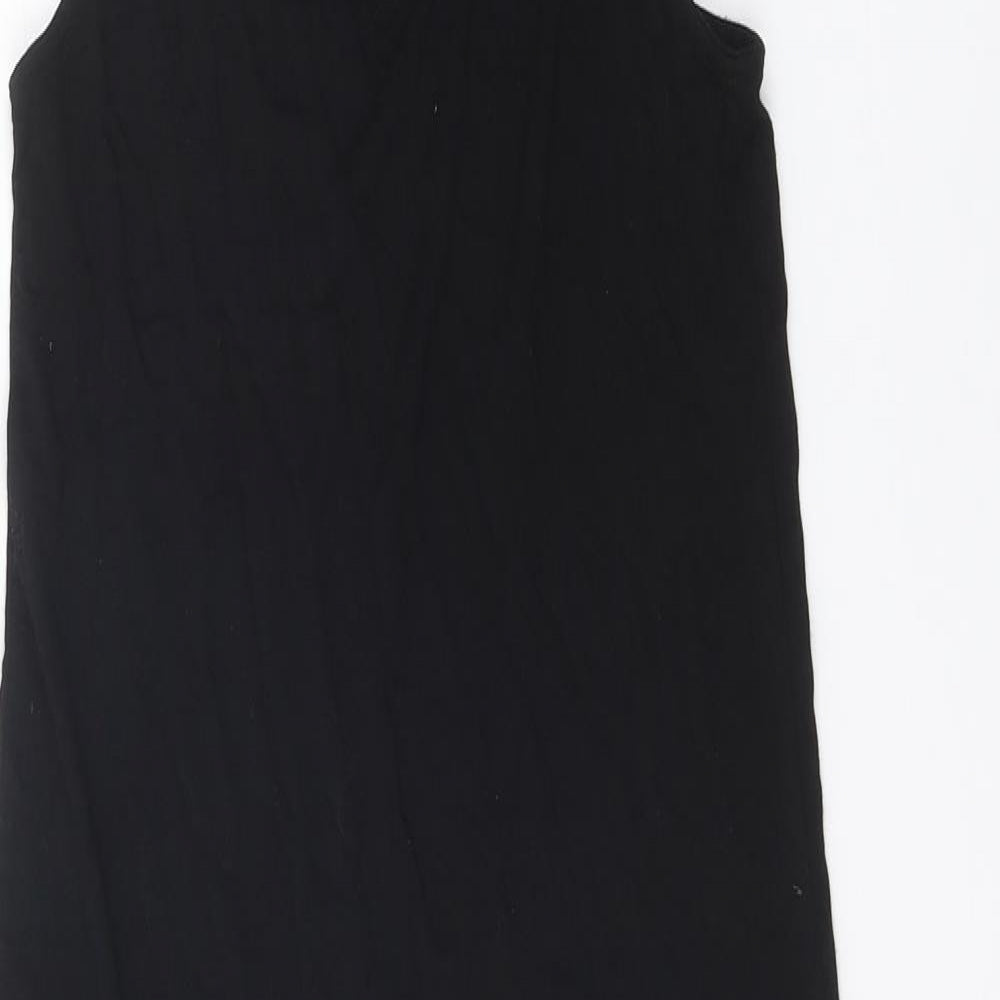 Preworn Womens Black Polyester Tank Dress One Size Scoop Neck Pullover