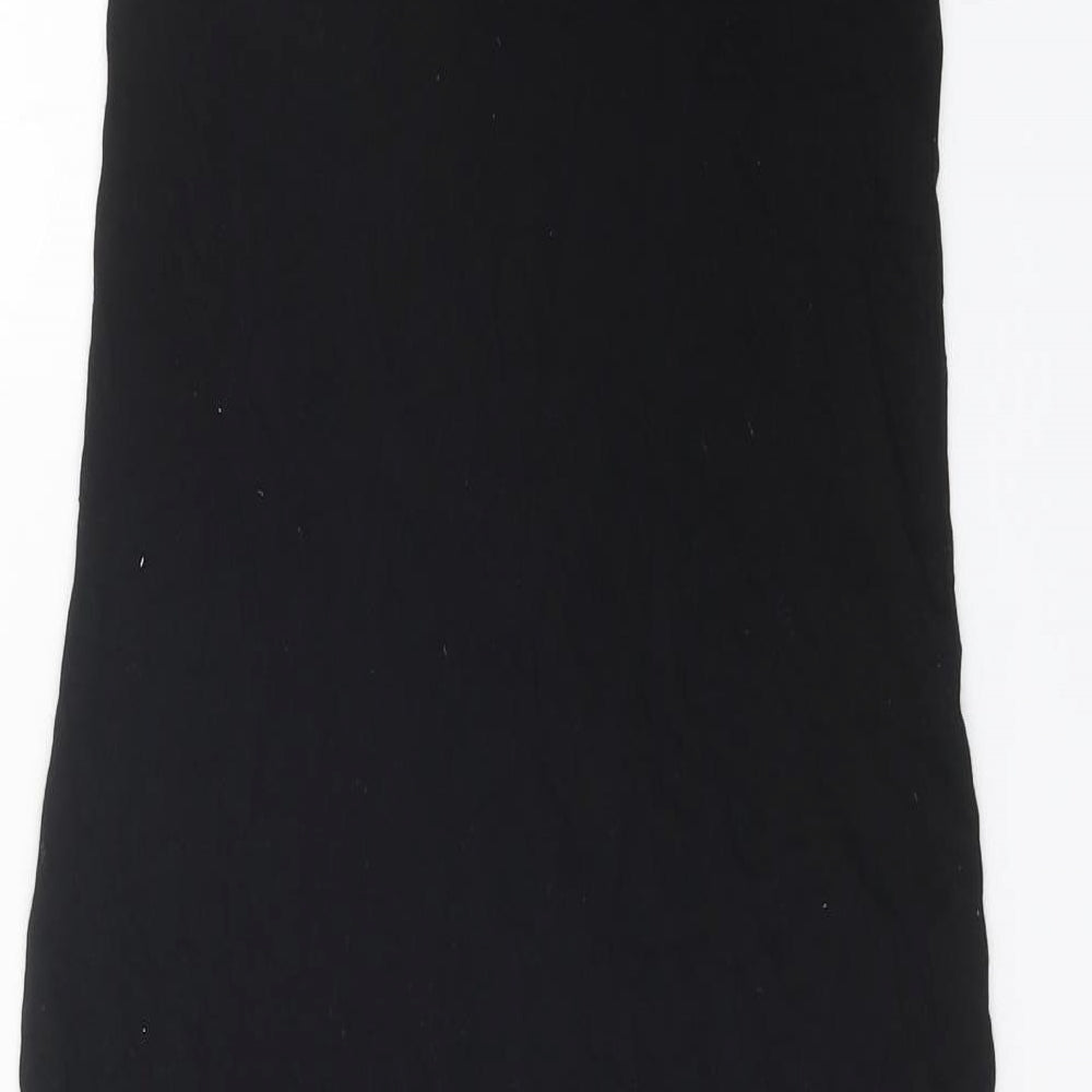 Preworn Womens Black Polyester Tank Dress One Size Scoop Neck Pullover
