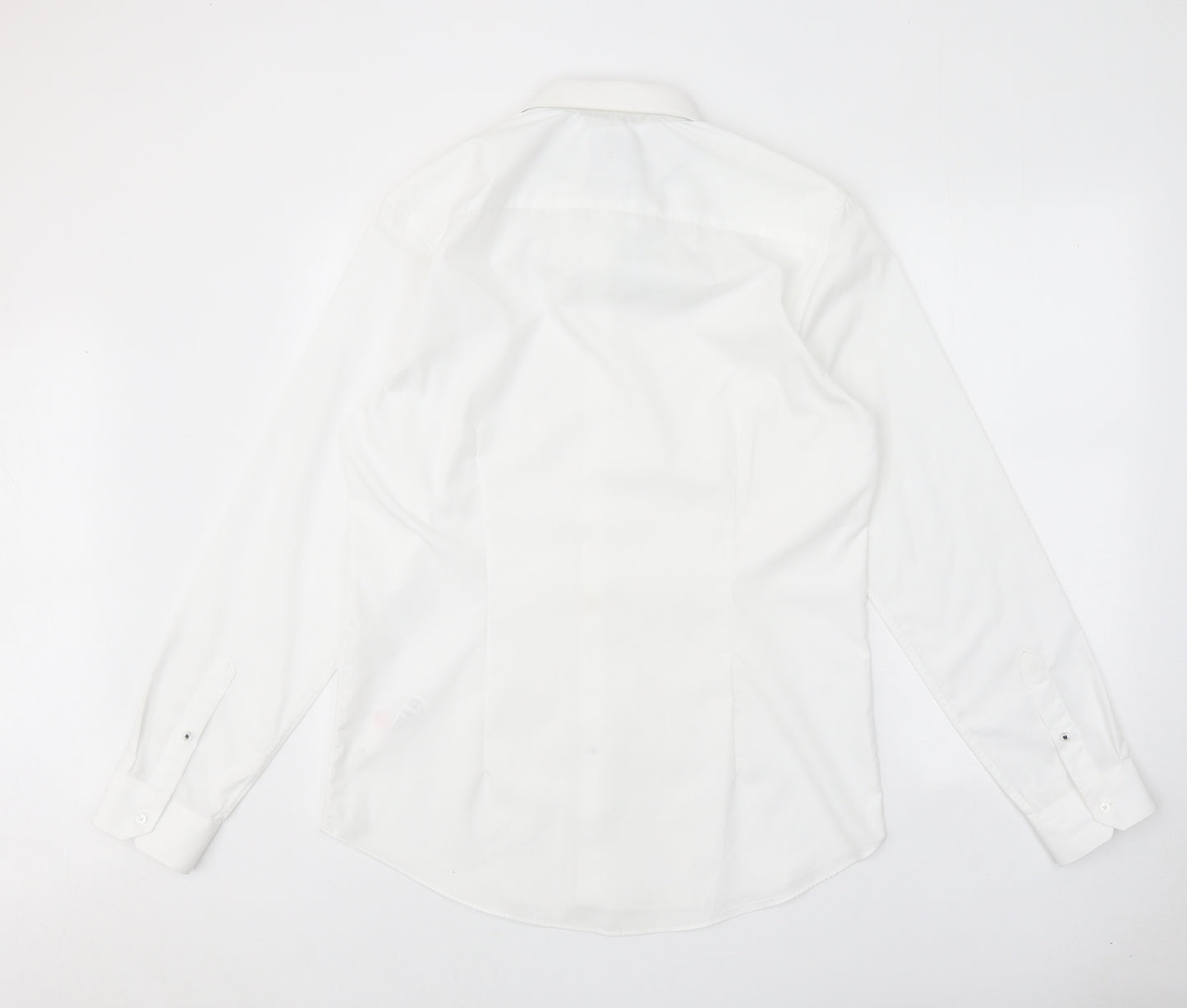 Burton Mens White 100% Cotton Dress Shirt Size M Collared Button