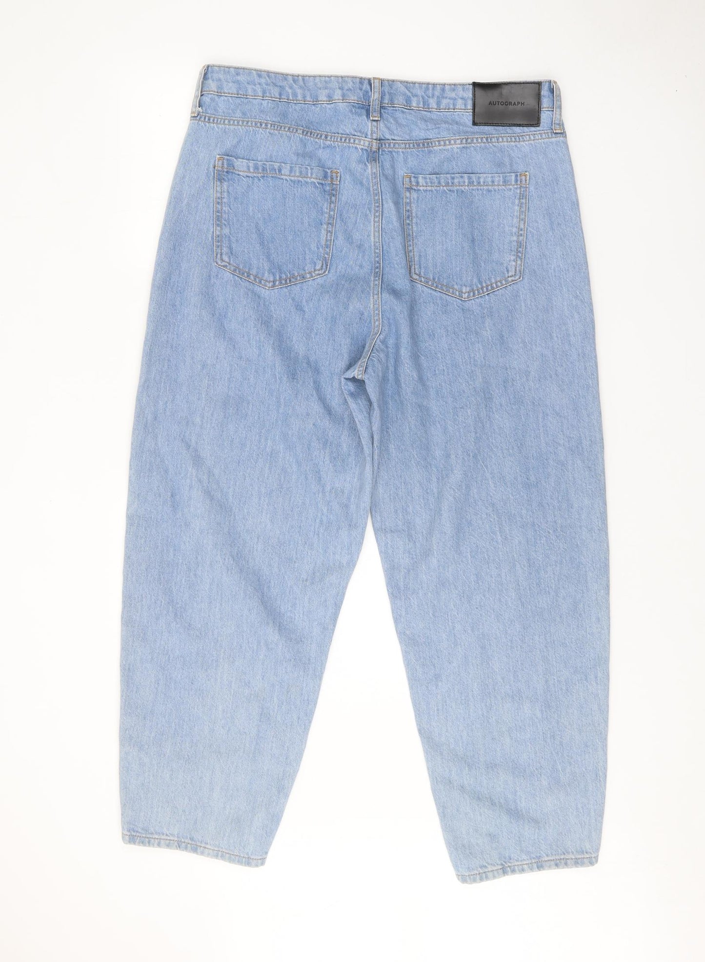Autograph Womens Blue Cotton Straight Jeans Size 16 Regular Zip