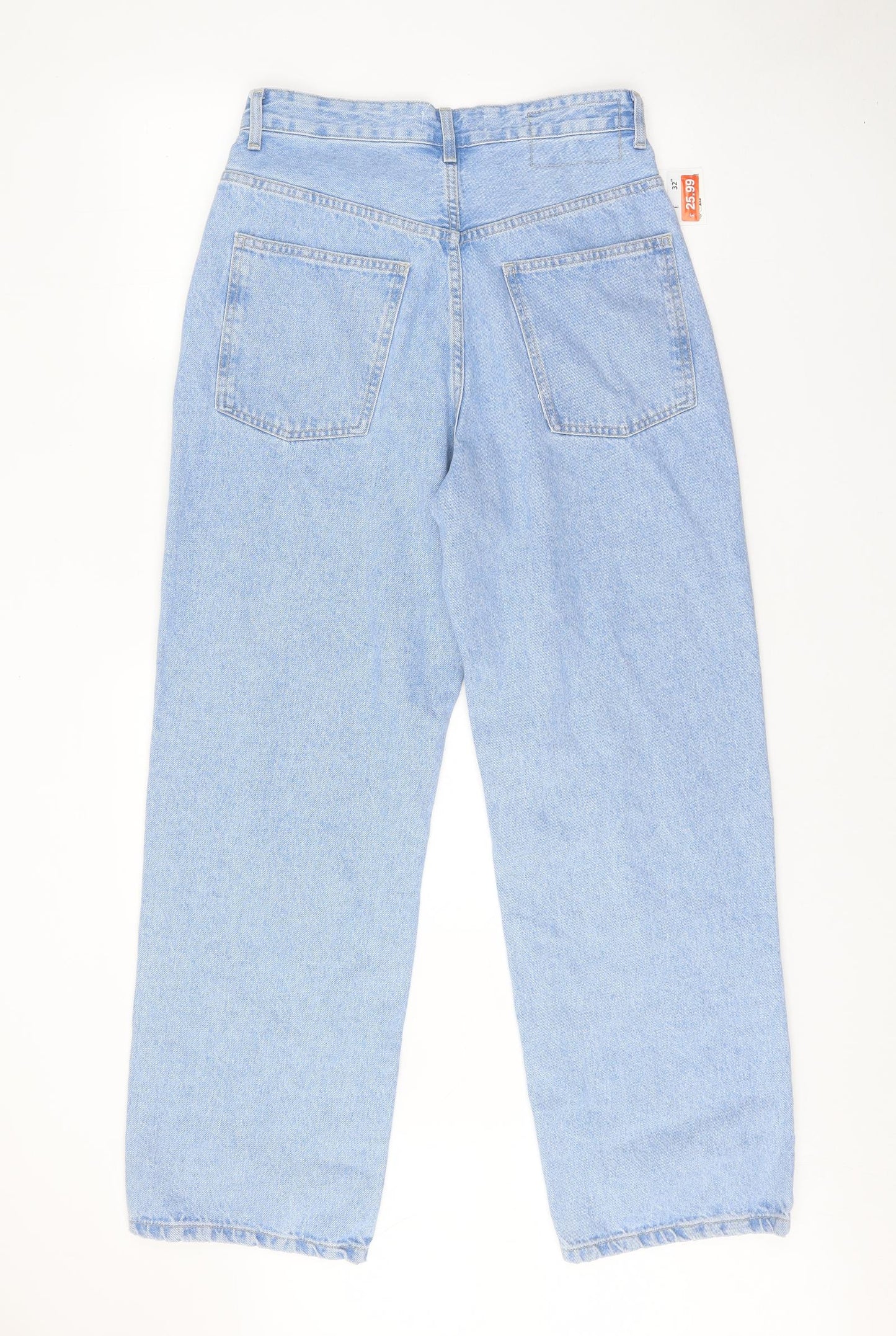 Zara Womens Blue Cotton Straight Jeans Size 10 Regular Zip
