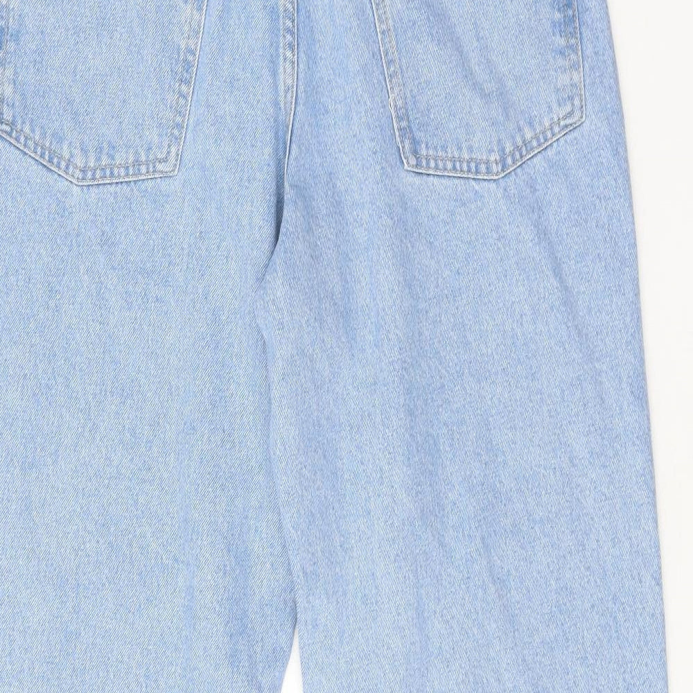 Zara Womens Blue Cotton Straight Jeans Size 10 Regular Zip