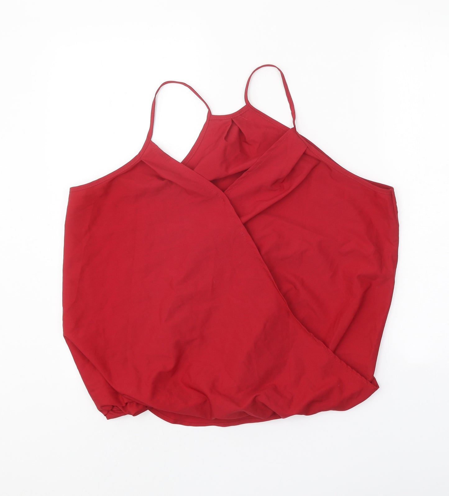 Preworn Womens Red Polyester Basic Tank Size XL V-Neck