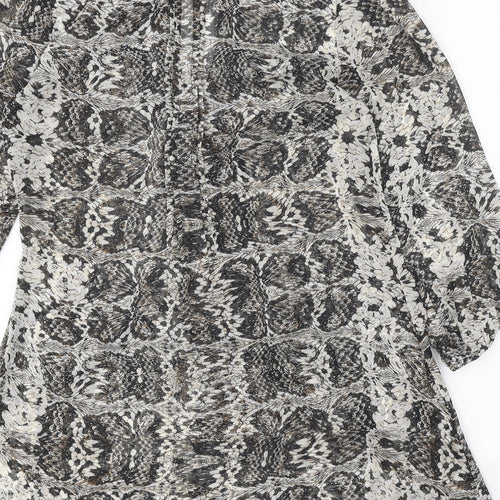 Marks and Spencer Womens Black Animal Print Polyester Trapeze & Swing Size 12 V-Neck Pullover - Snakeskin Pattern