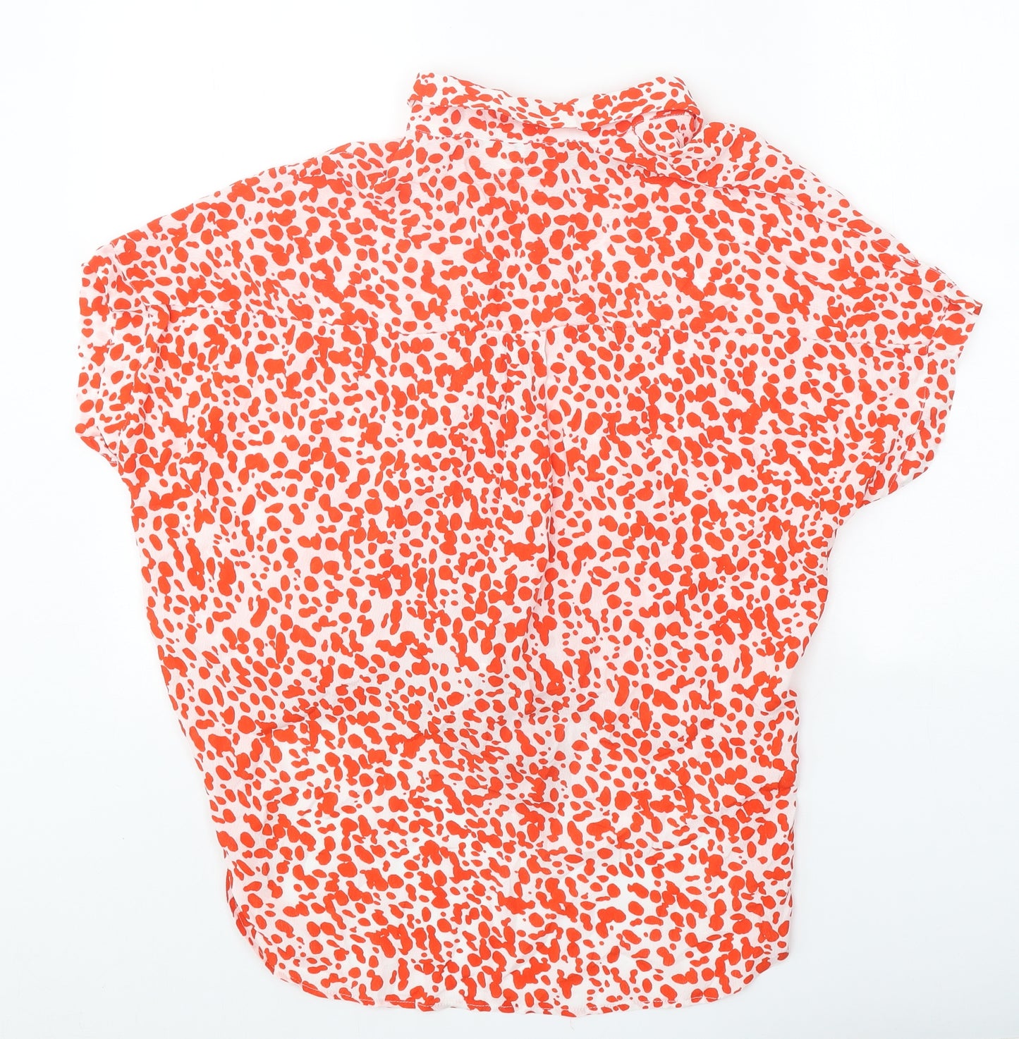 River Island Womens Red Geometric Viscose Basic Blouse Size 12 Collared