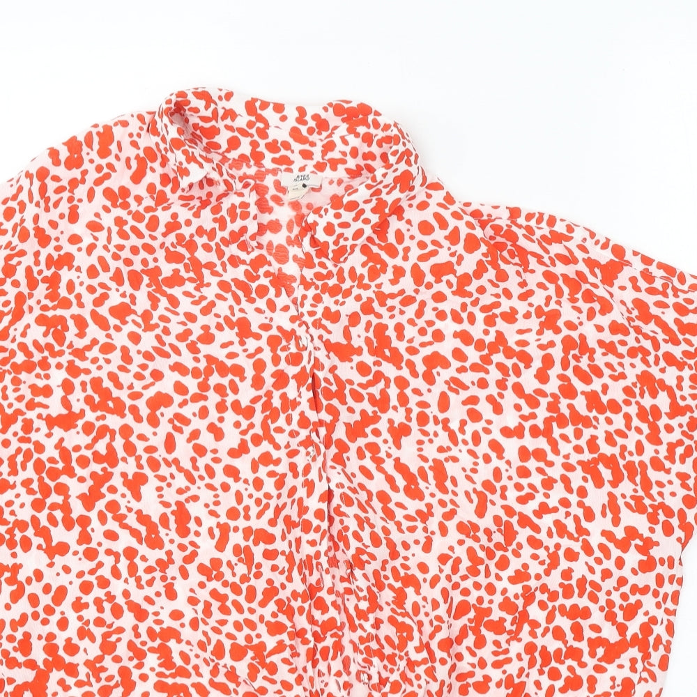 River Island Womens Red Geometric Viscose Basic Blouse Size 12 Collared