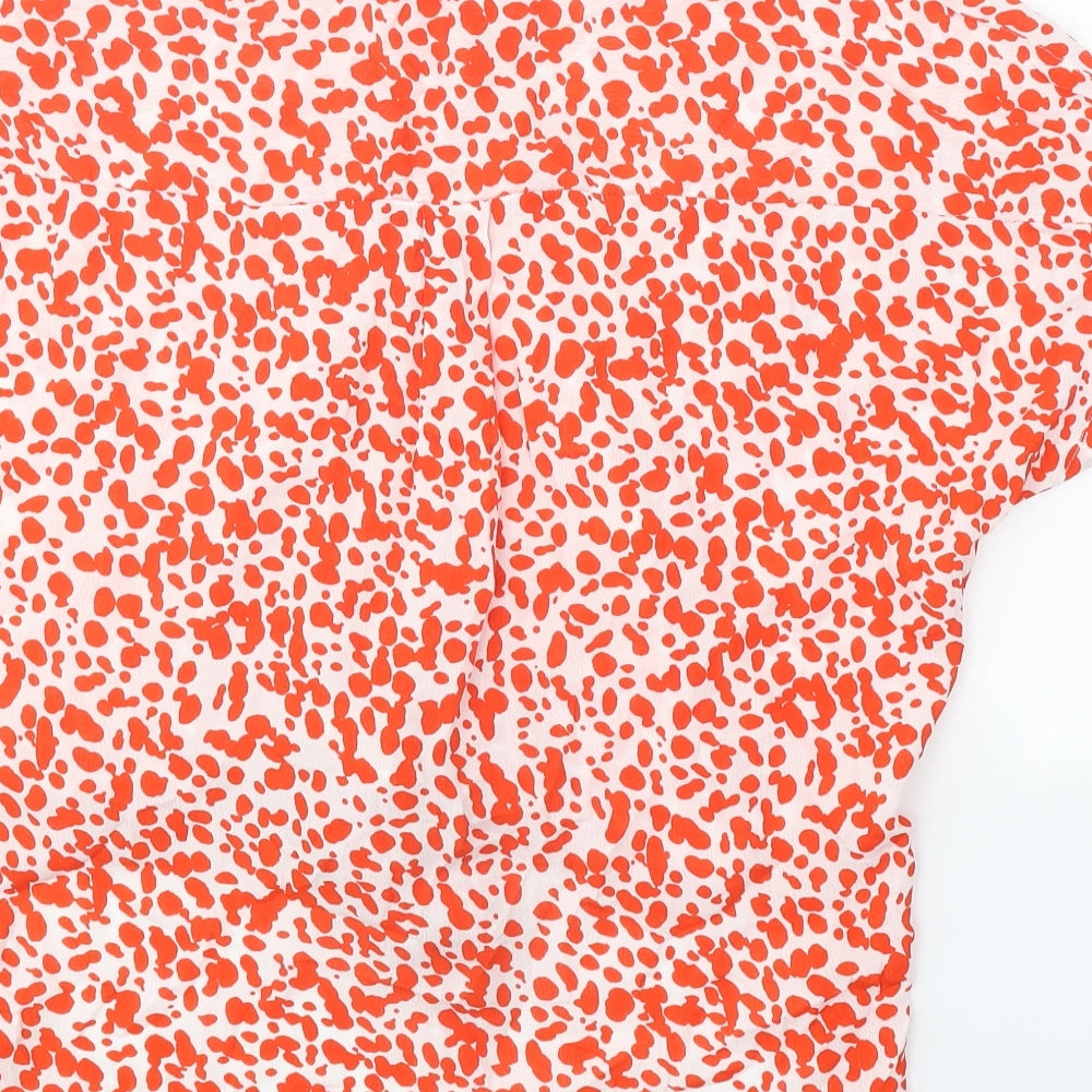 River Island Womens Red Geometric Viscose Basic Blouse Size 12 Collared