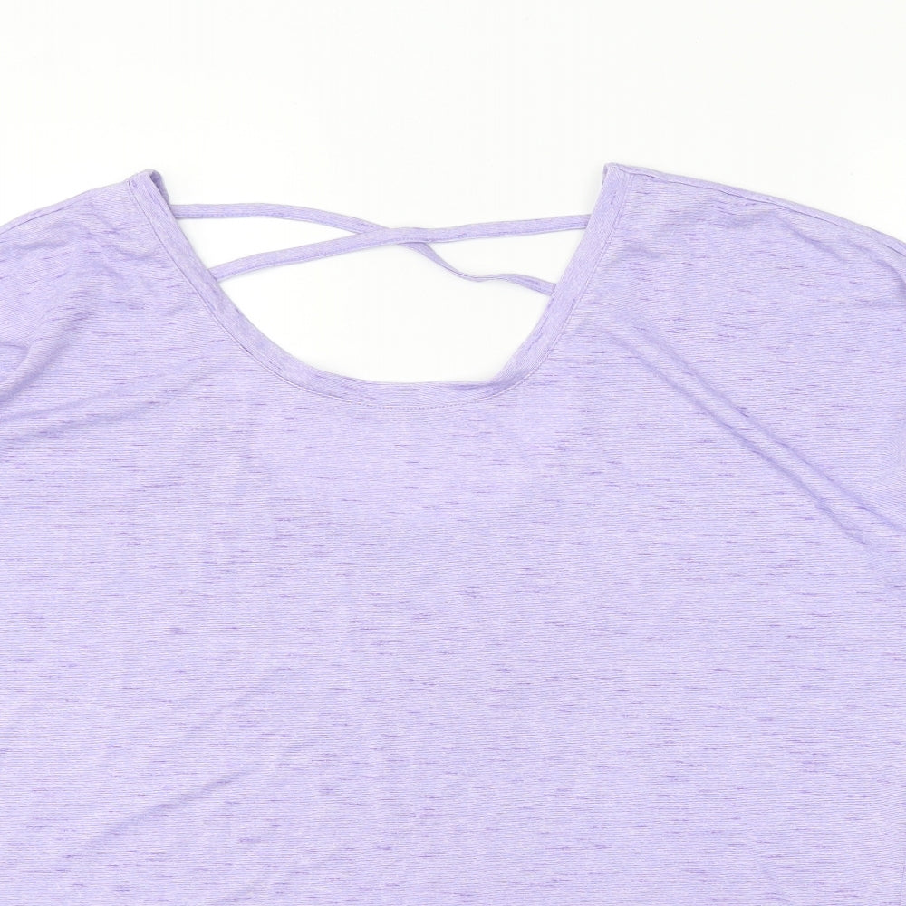 Preworn Womens Purple Polyester Basic T-Shirt Size 12 Round Neck