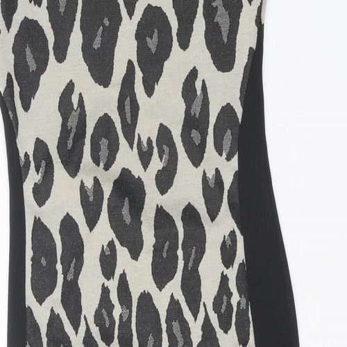 Cameo Rose Womens Black Animal Print Polyester Pencil Dress Size 12 Boat Neck Pullover - Leopard Print