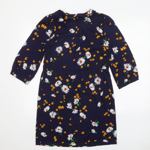 Atmosphere Womens Blue Floral Polyester Shift Size 8 Collared Button