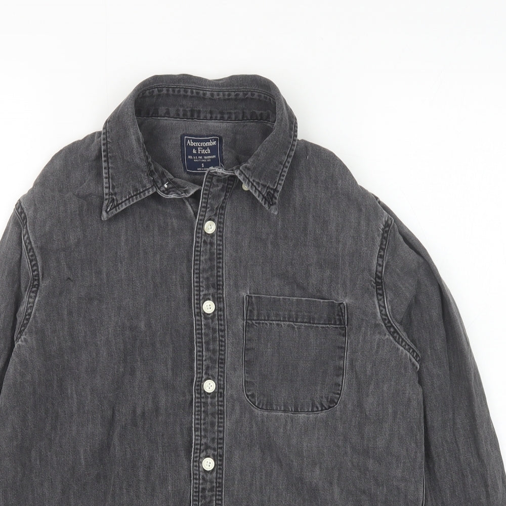 Abercrombie & Fitch Mens Grey Cotton Button-Up Size S Collared Button