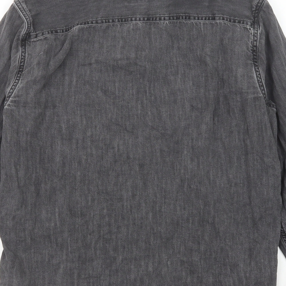 Abercrombie & Fitch Mens Grey Cotton Button-Up Size S Collared Button