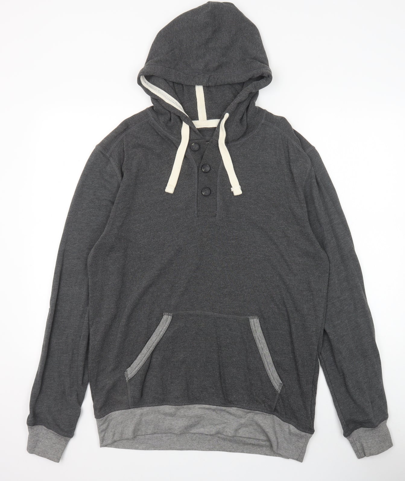 H&M Mens Grey Cotton Pullover Hoodie Size L