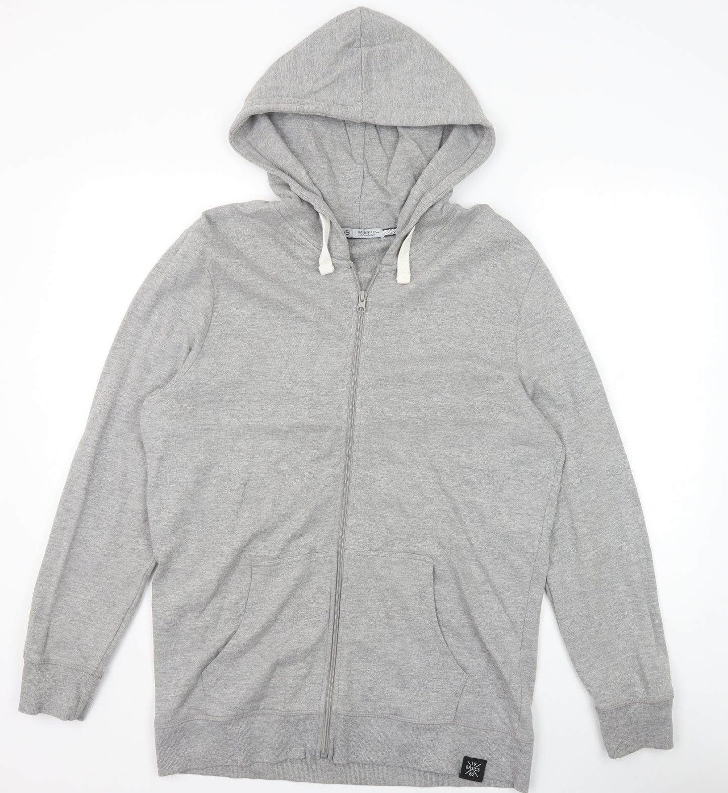 Avenue Mens Grey Cotton Full Zip Hoodie Size M