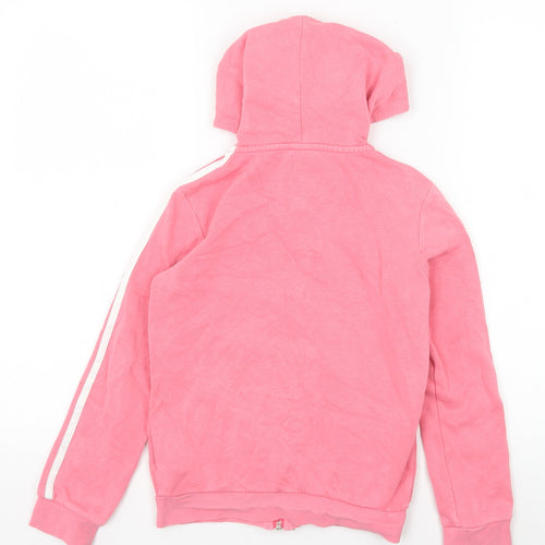 adidas Girls Pink Cotton Full Zip Hoodie Size 9-10 Years Zip