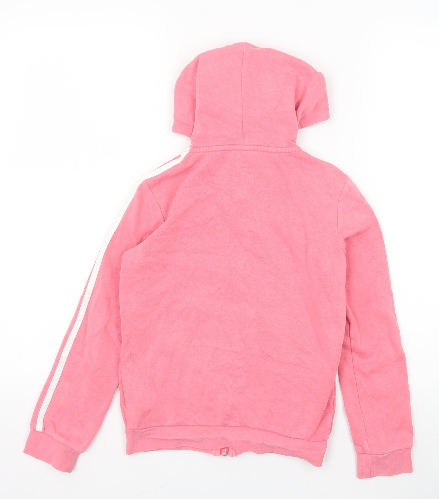 adidas Girls Pink Cotton Full Zip Hoodie Size 9-10 Years Zip