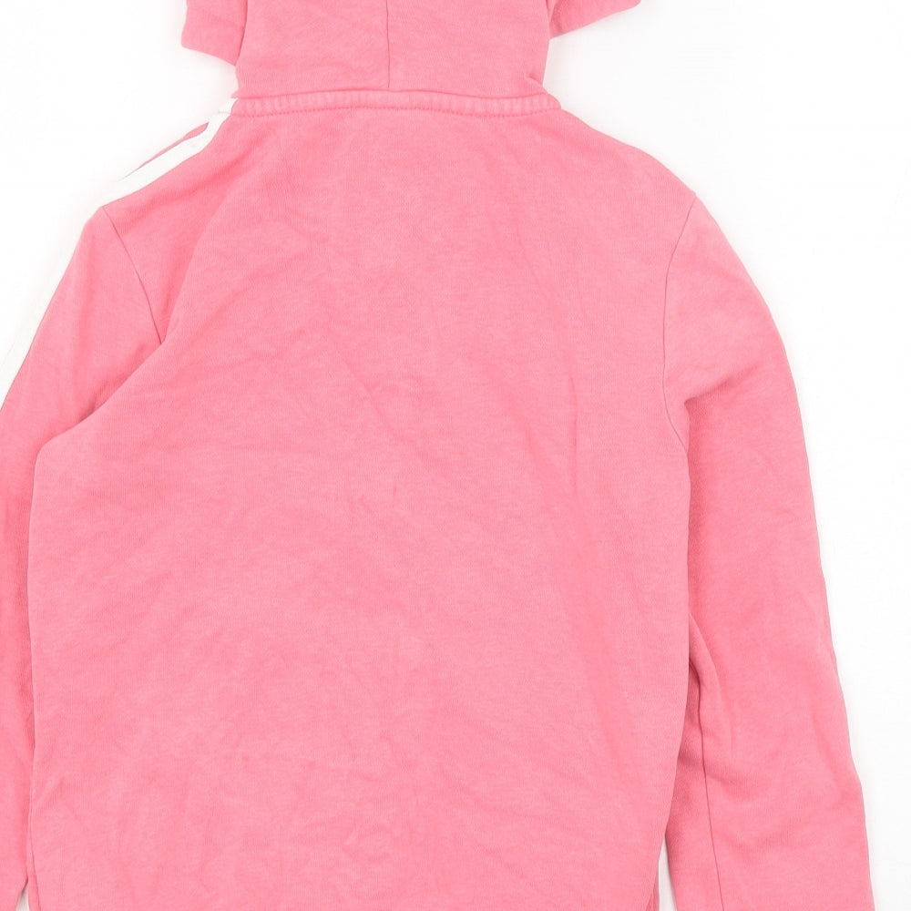 adidas Girls Pink Cotton Full Zip Hoodie Size 9-10 Years Zip