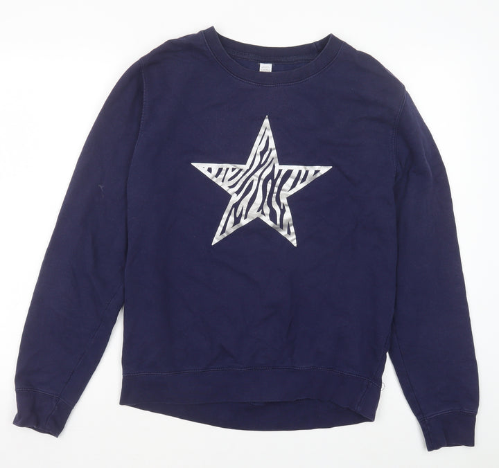 Preworn Womens Blue Cotton Pullover Sweatshirt Size S Pullover - Zebra print Star