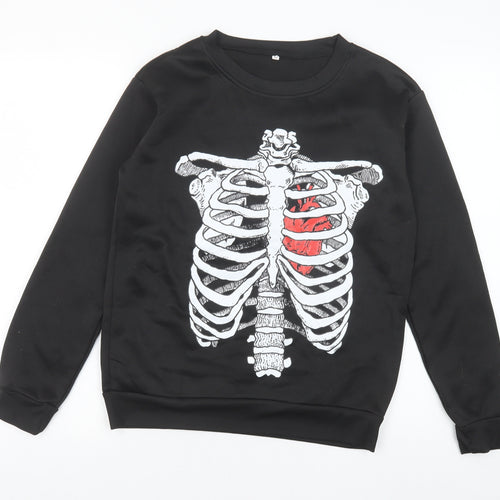 Preworn Womens Black Polyester Pullover Sweatshirt Size M Pullover - Skeleton