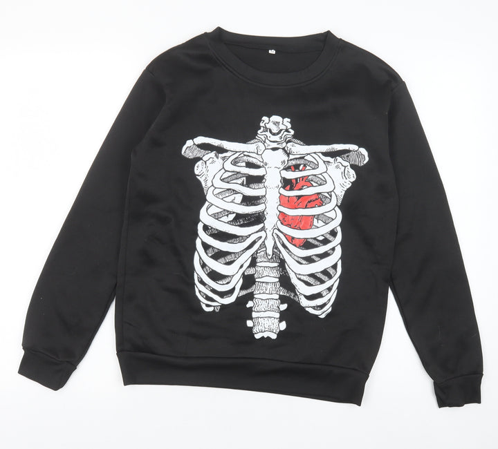 Preworn Womens Black Polyester Pullover Sweatshirt Size M Pullover - Skeleton