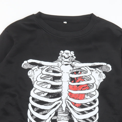 Preworn Womens Black Polyester Pullover Sweatshirt Size M Pullover - Skeleton