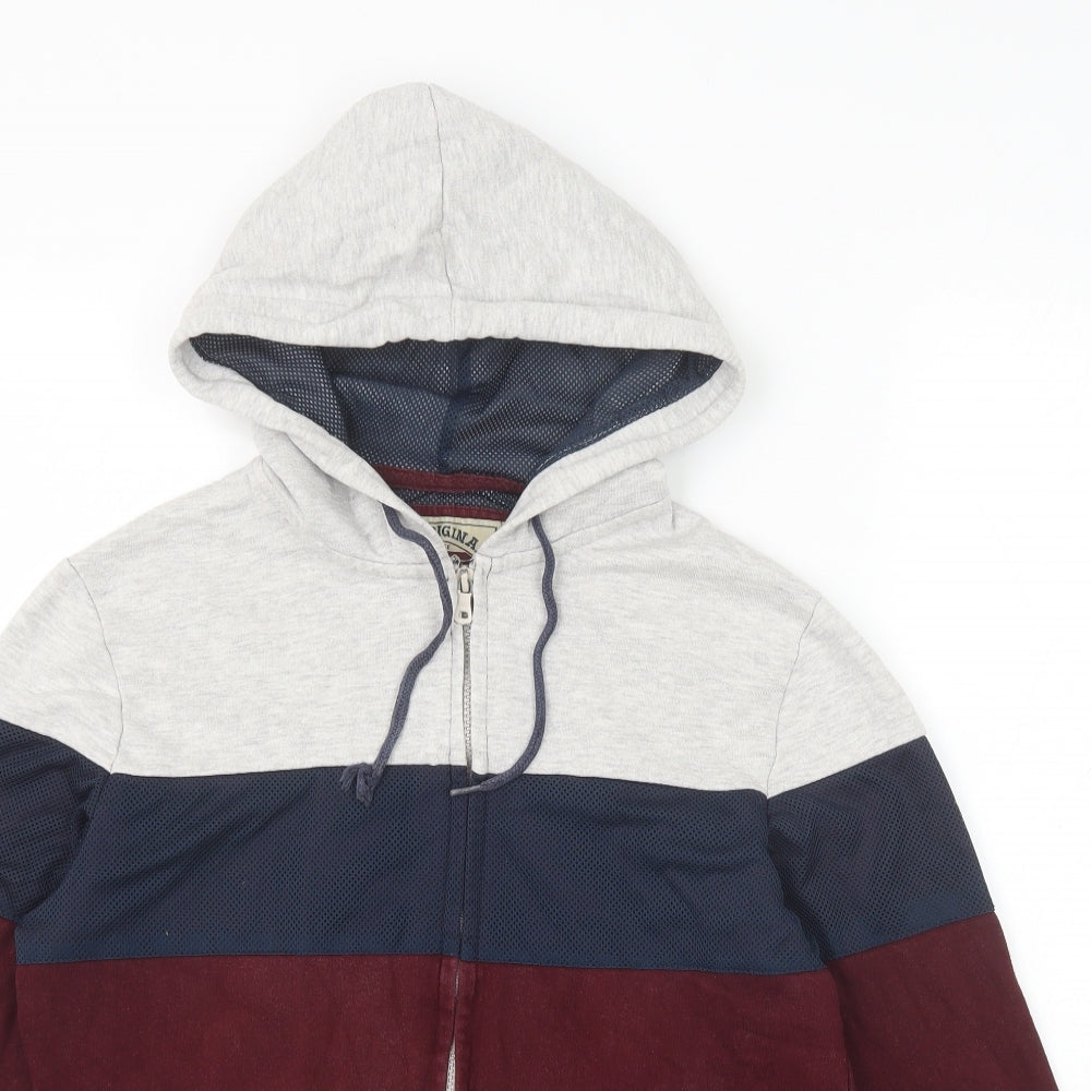 Brave Soul Mens Red Cotton Full Zip Hoodie Size S