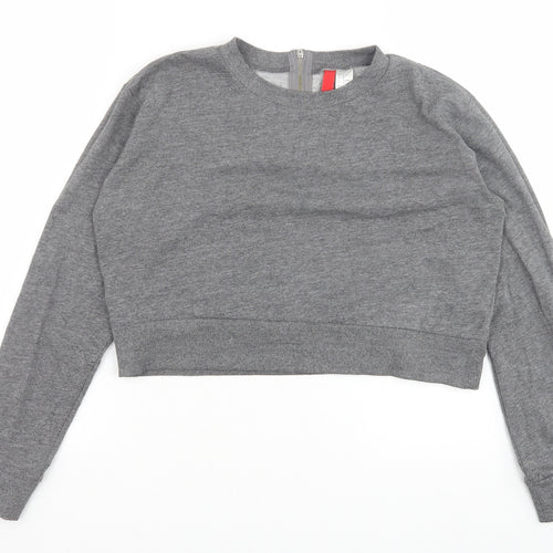 Divided Womens Grey Cotton Pullover Sweatshirt Size S Zip