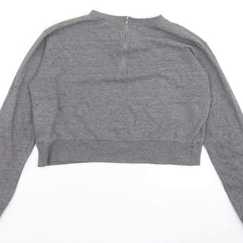 Divided Womens Grey Cotton Pullover Sweatshirt Size S Zip