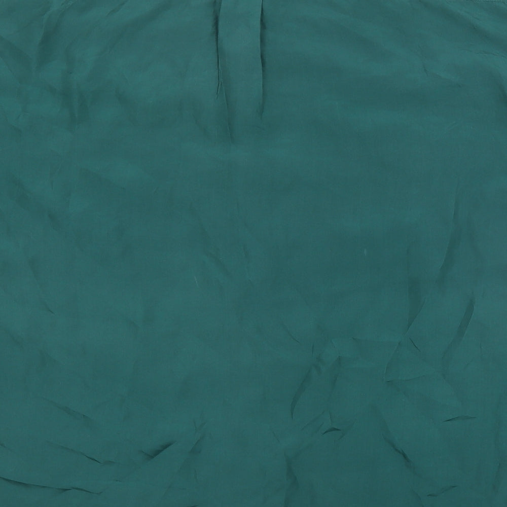 Preworn Mens Green Silk Button-Up Size XL Collared Button