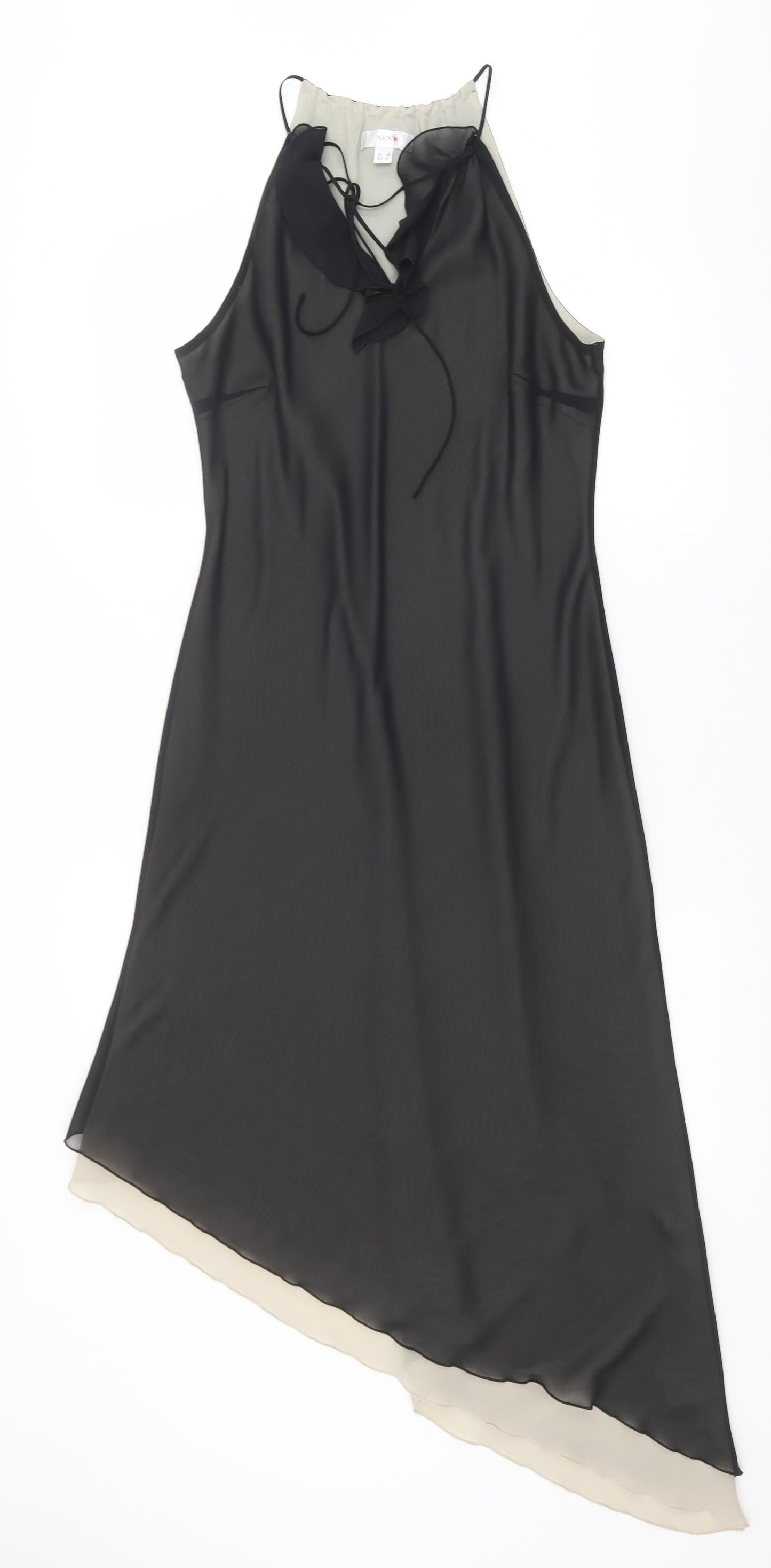NEXT Womens Black Polyester Slip Dress Size 12 V-Neck Pullover