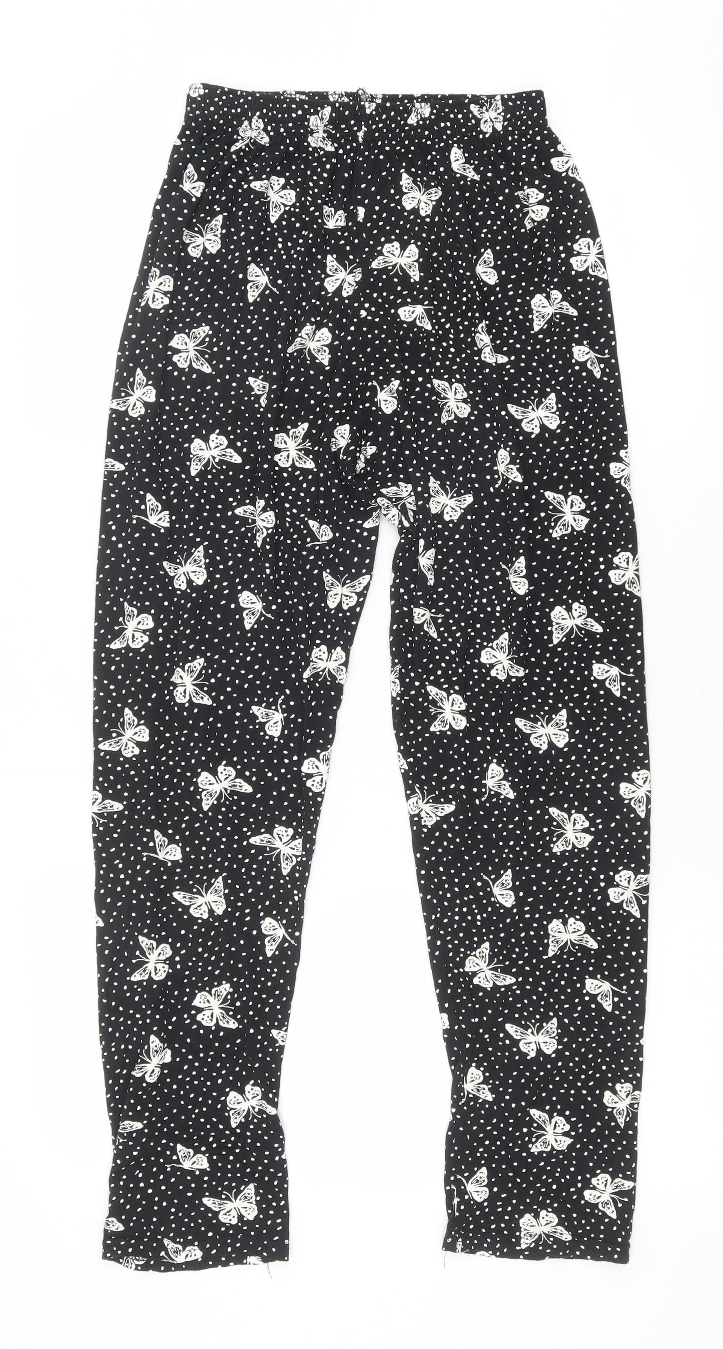 Preworn Womens Black Geometric Polyester Jogger Leggings Size M - Butterfly Print