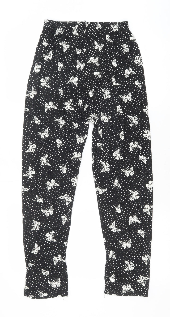 Preworn Womens Black Geometric Polyester Jogger Leggings Size M - Butterfly Print
