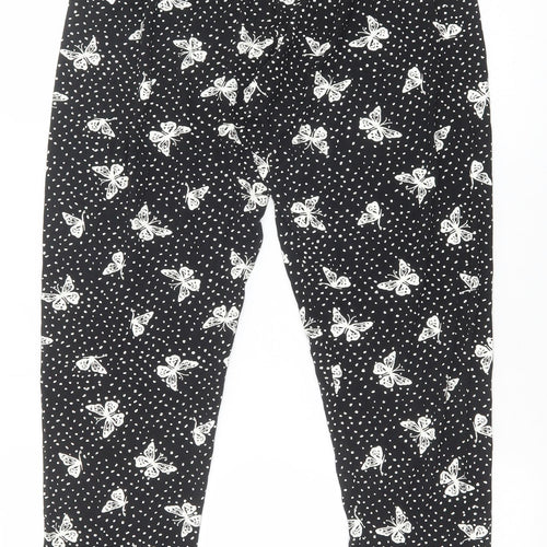Preworn Womens Black Geometric Polyester Jogger Leggings Size M - Butterfly Print